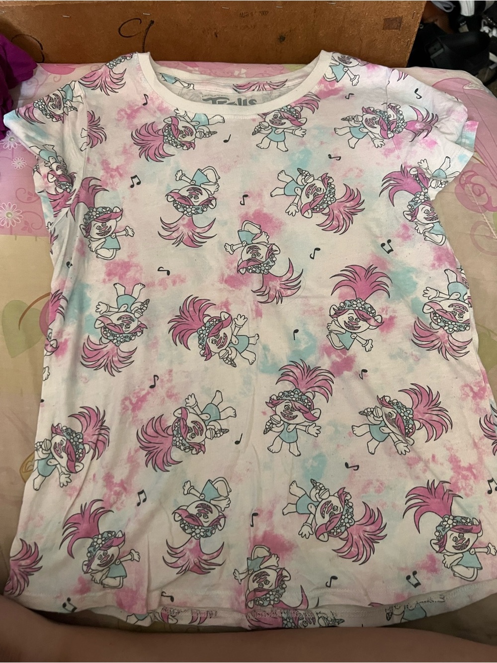 DreamWorks Trolls Pink White Blue Short Sleeve Tee
